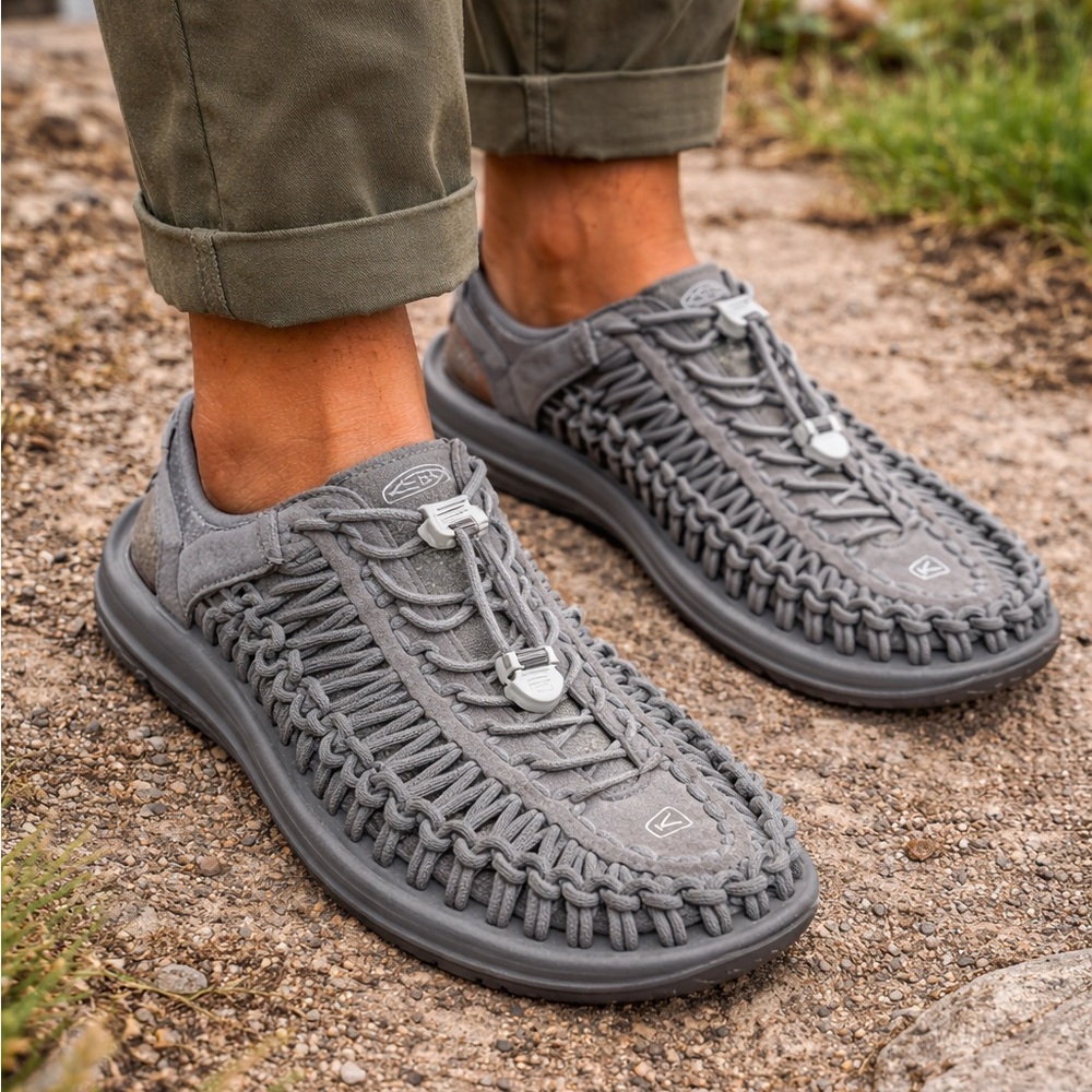 KEEN UNEEK Cord Sandals Gray Men’s Size 10.5 Outdoor Hiking Comfort Shoes